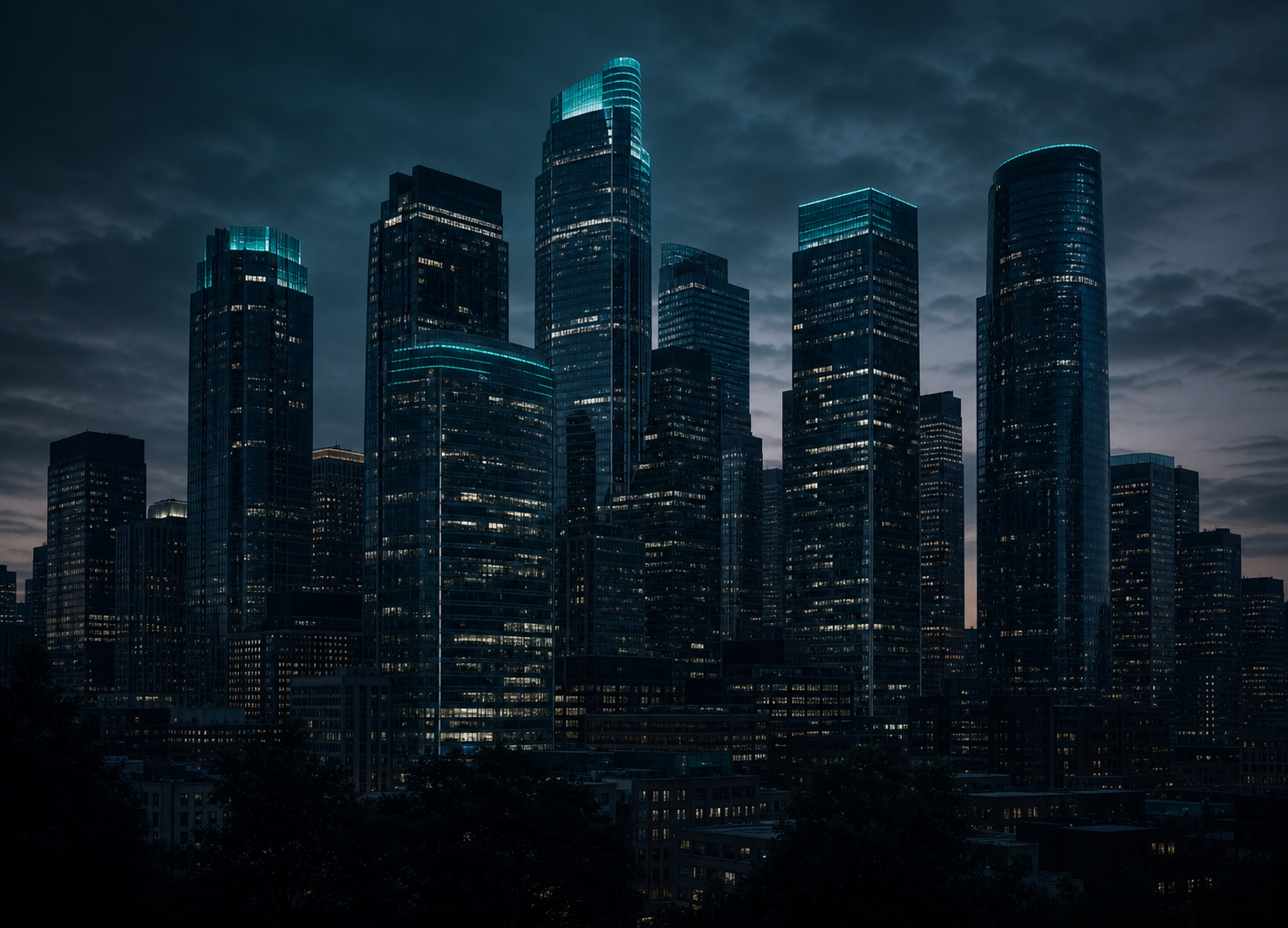 Dusk city skyline thumbnail