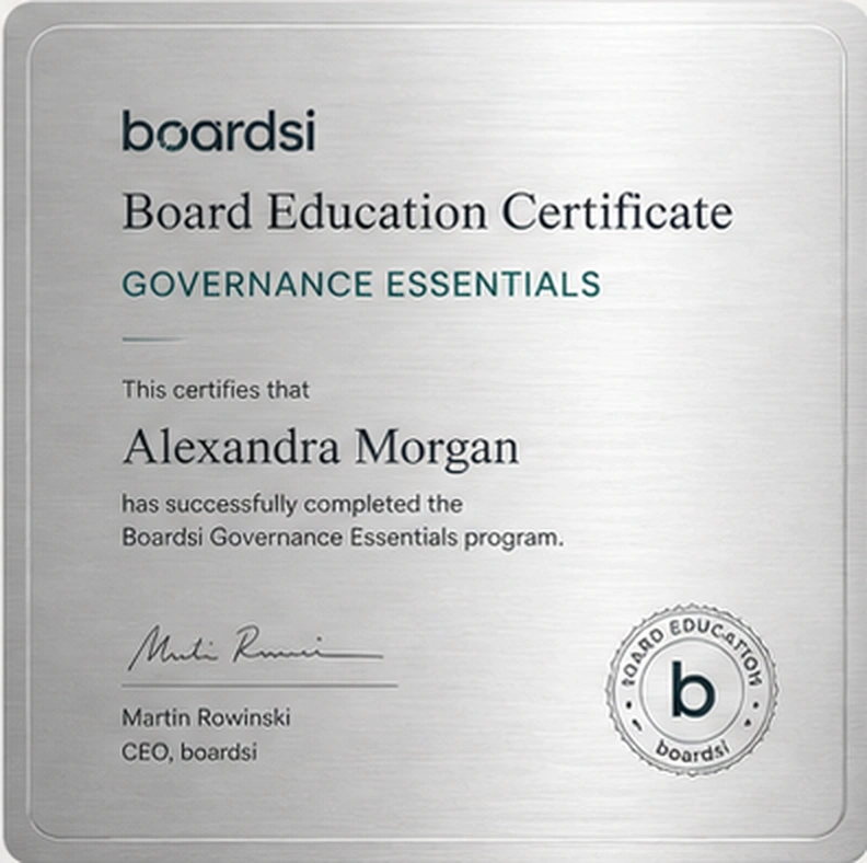 Board Education Certificate for Alexandra Morgan