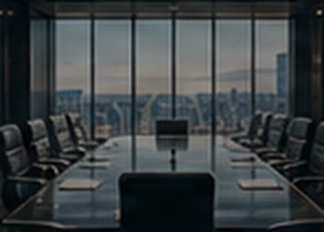 Executive boardroom with city view